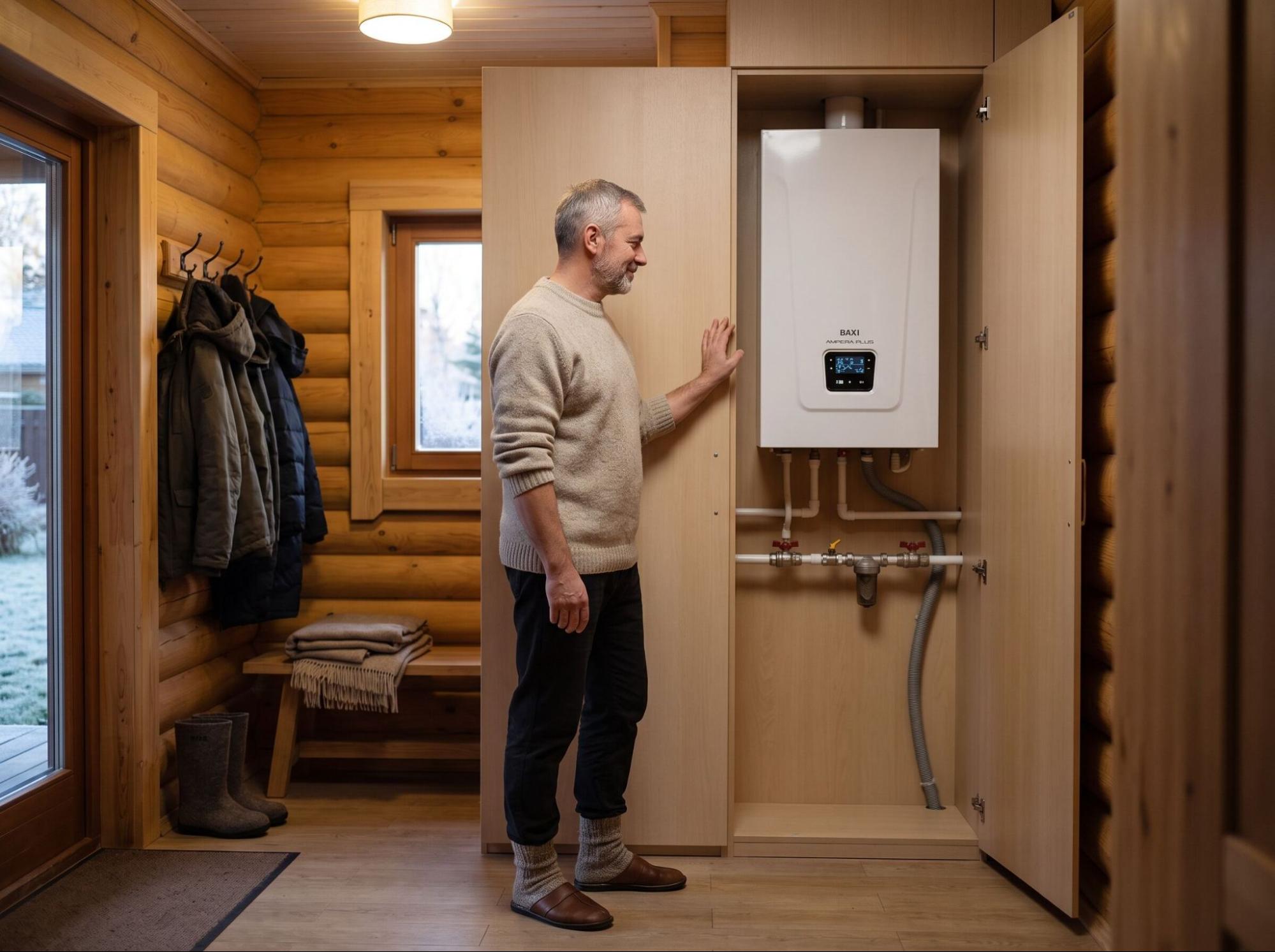 Электрический котёл BAXI Ampera Plus в нише частного дома