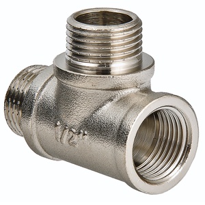 Тройник VALTEC 3/4 внутренняя-наружная резьба, никелированная латунь Тройник VALTEC 3/4 внутренняя-наружная резьба, никелированная латунь