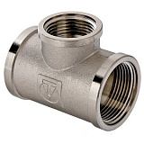 Тройник VALTEC переходной 1 х 1/2 х 1 внутренняя, никелированная латунь