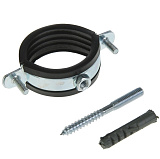 Хомут для труб Valfex (РМ) оцинкованный с резиновым уплотнением 3/4 (26-30) (в комплекте шпилька М8x80 и дюбель)