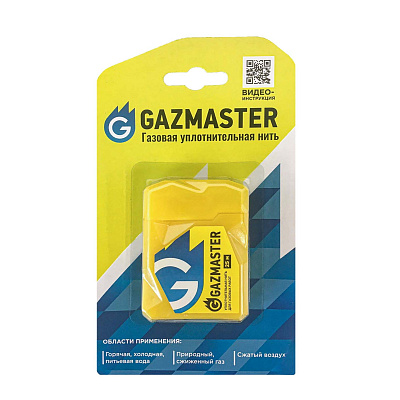 Уплотнительная нить Сантехмастер GAZMASTER газовая 25 метров бокс, блистер Уплотнительная нить Сантехмастер GAZMASTER газовая 25 метров бокс, блистер