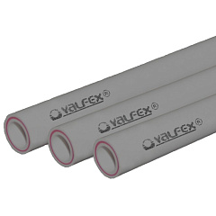 Труба полипропиленовая Valfex армированная стекловолокном SDR 7.4 PN20 D63х8,6 мм, 4м СЕРАЯ