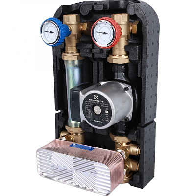 Насосная группа Stout с теплообменником 28 пластин,с насосом Grundfos UPSO 25-65