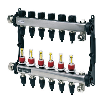 Коллектор TECE TECEfloor для поверхностного отопления 1 x 16 push-fit, 7 контуров