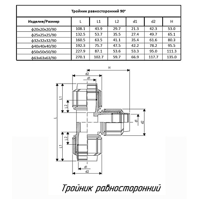 Тройник ПОЛИТЭК ТПК-АКВА 40