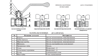 Кран шаровой LD 47.20.В-В.Б (white)