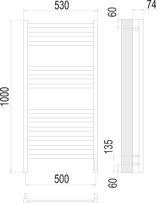 Электрический полотенцесушитель Terminus Енисей П12 500х1000 электро (sensor quick touch)
