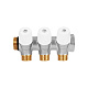 Коллектор HOOBS с вентилями, латунь никель, 3/4 х3х1/2 EK, белая ручка