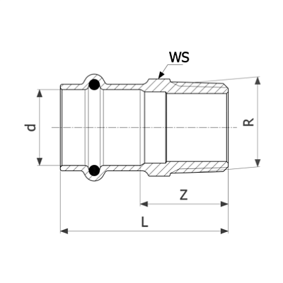 Соединительный элемент медный Viega Sanpress с SC-Contur d=28 (арт. 297 978)