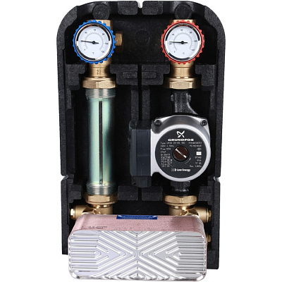 Насосная группа Stout с теплообменником 34 пластины,с насосом Grundfos UPSO 25-65